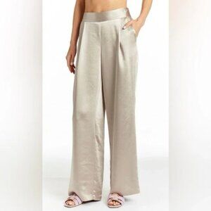 Drew NWT Eva Wide Leg Satin Pants in Champagne Sz Medium